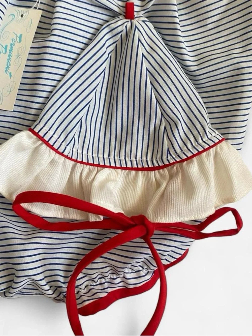 Vintage deadstock striped nautical sailor onesie & hat set